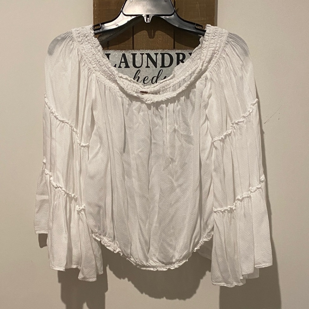 Free People Cream Off-Shoulder Blouse